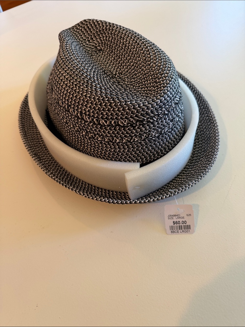 Joseph A Bank Braided Black and White Sun Hat Sz L.  NWT